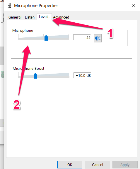 reduce microphone gain windows 10