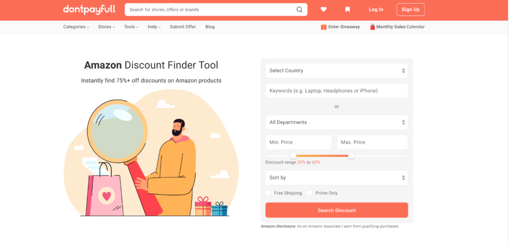 Amazon discount finder page