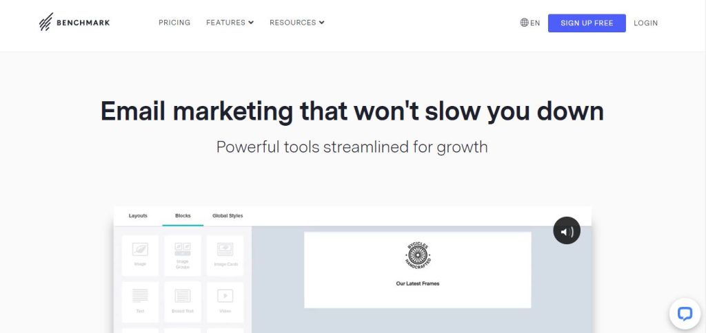 Benchmark landing page