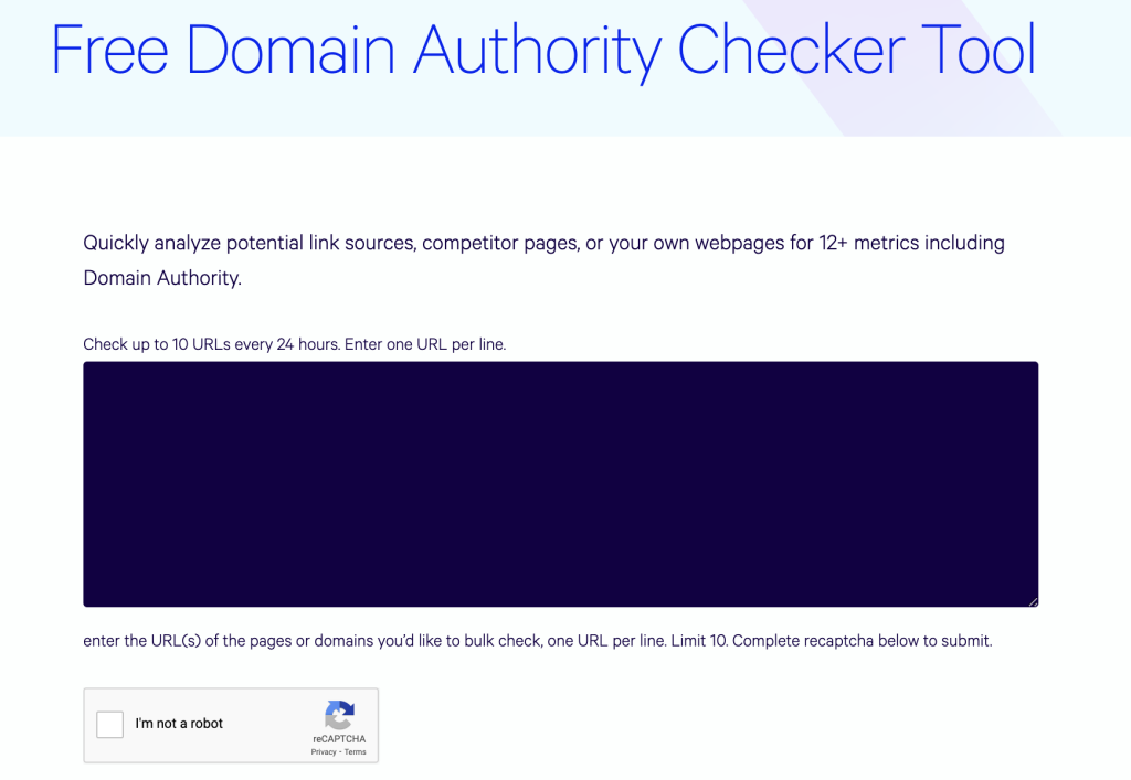 Free domain authority checker tool