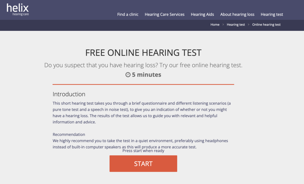 Helix Hearing Care test