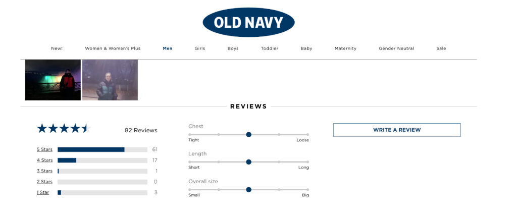 Old Navy landing page