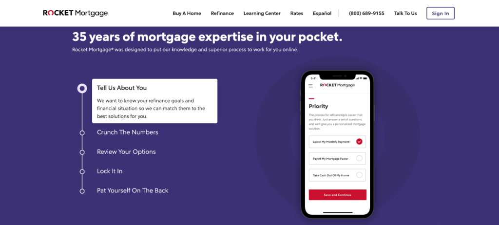 Rocket Mortgage landing page