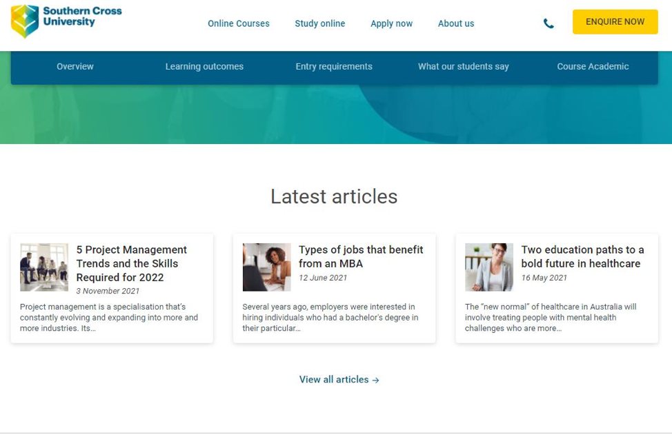 Southern Cross University articles