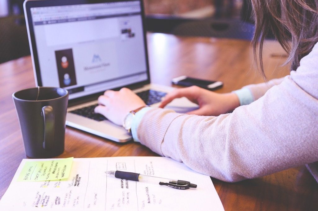 Woman working on the laptop