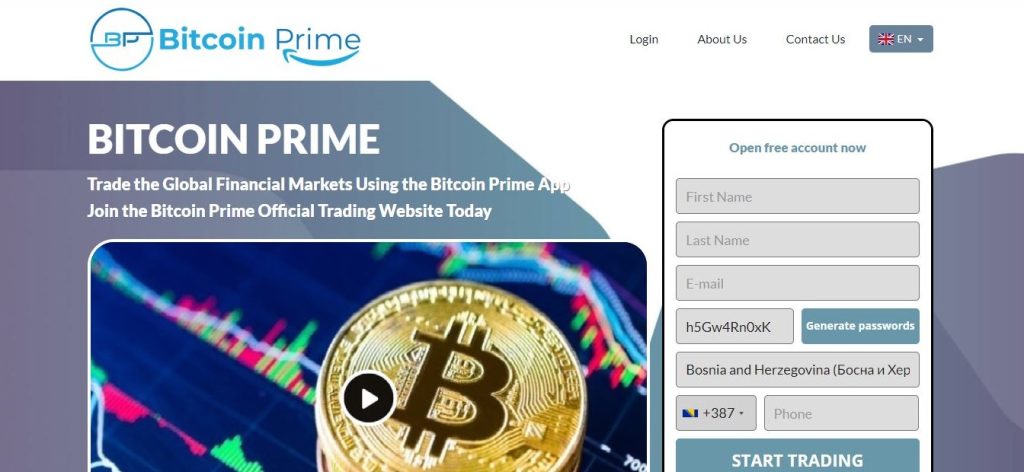 Bitcoin Prime landing page