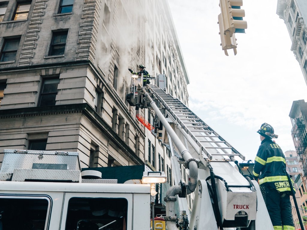 Fireman and building