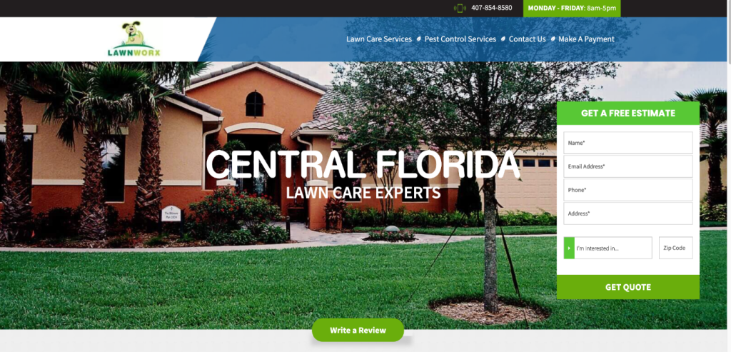 LawnWorx landing page