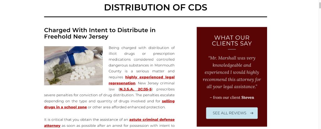 Monmouth County Drug Distribution Lawyers landing page