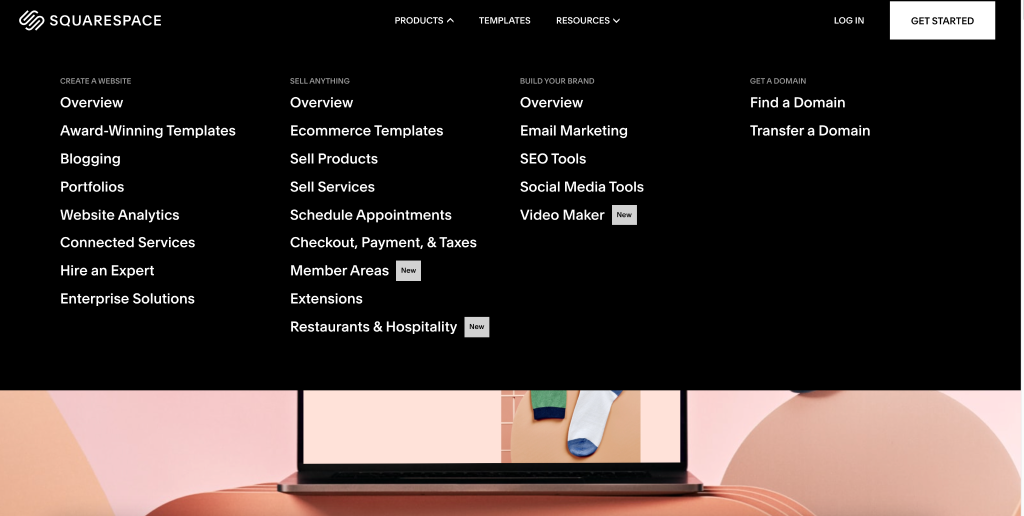 Squarespace landing page