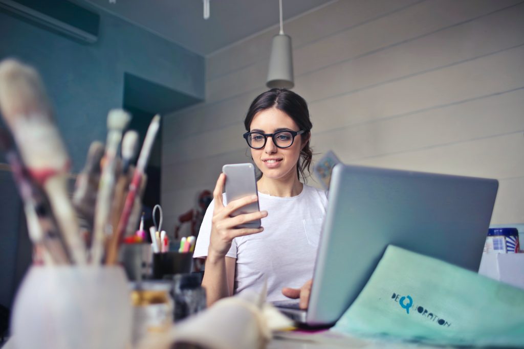 Woman with smartphone