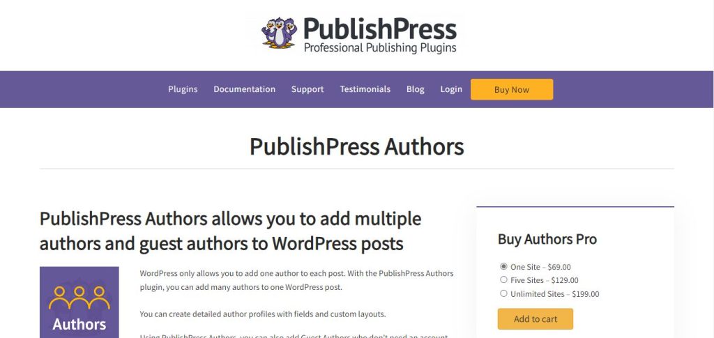 PublishPress Authors landing page