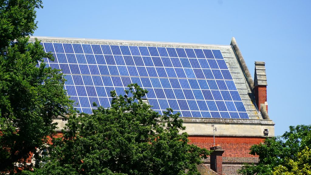 Solar panels on the roof