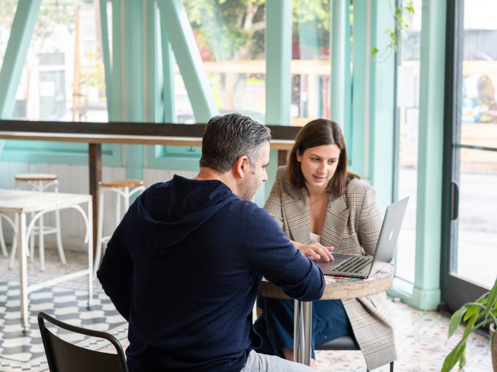 Man and woman having conversation