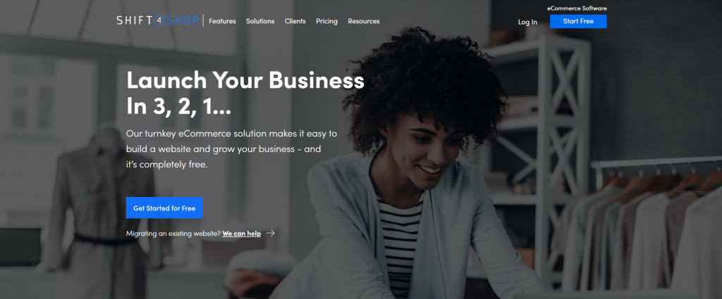 Shift4Shop landing page