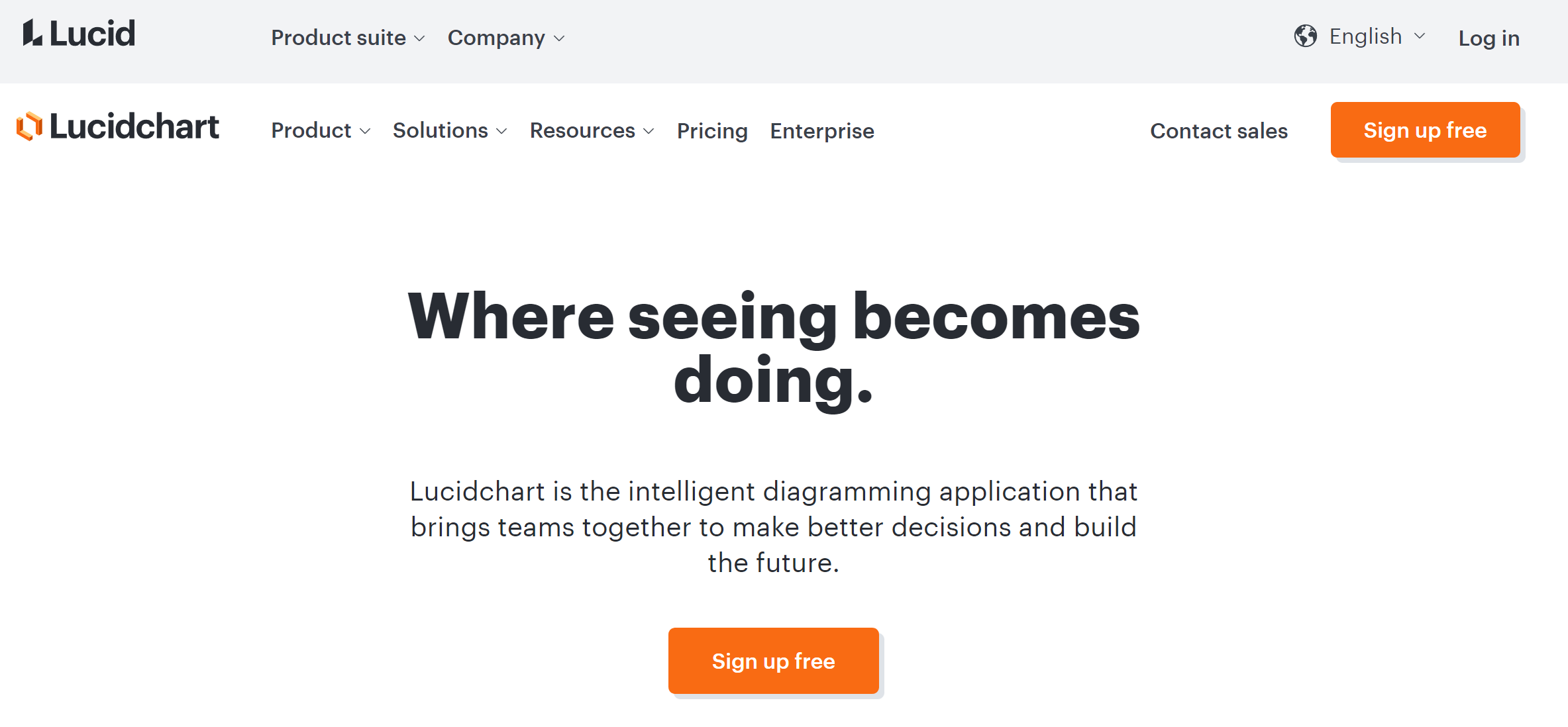 Lucid Chart landing page